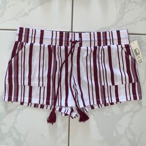 Walmart girls M (7-8) maroon/white stripe shorts